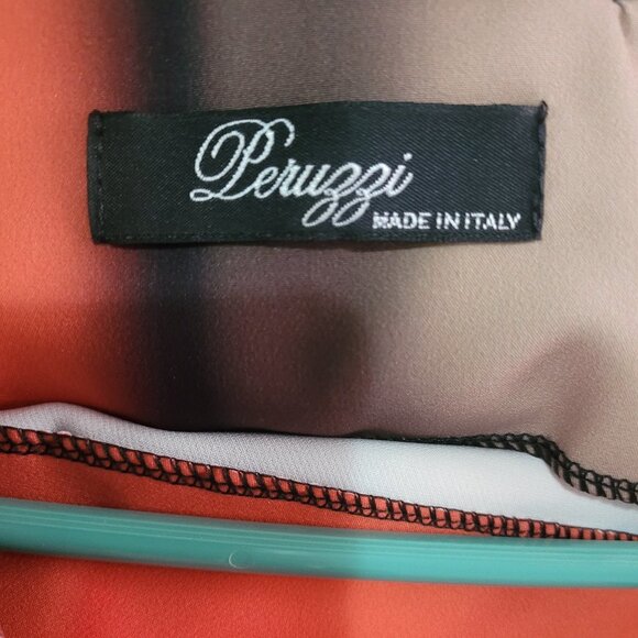 Women's Lace Hem Top, Peruzzi Abstract Print Long Sleeve, Orange, size 10 - Picture 5 of 6